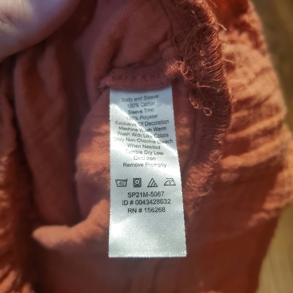 Calligraphie Dusty Rose Top Long Sleeve Peplum Cotton Embroidered Mesh Casual M - Picture 4 of 9